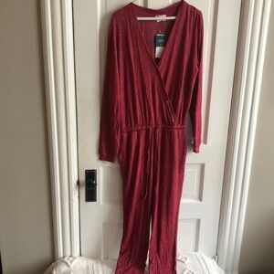 Roxy Stepping Out Wrap Jogger Tie Waist Soft Embroidered Jumpsuit Small